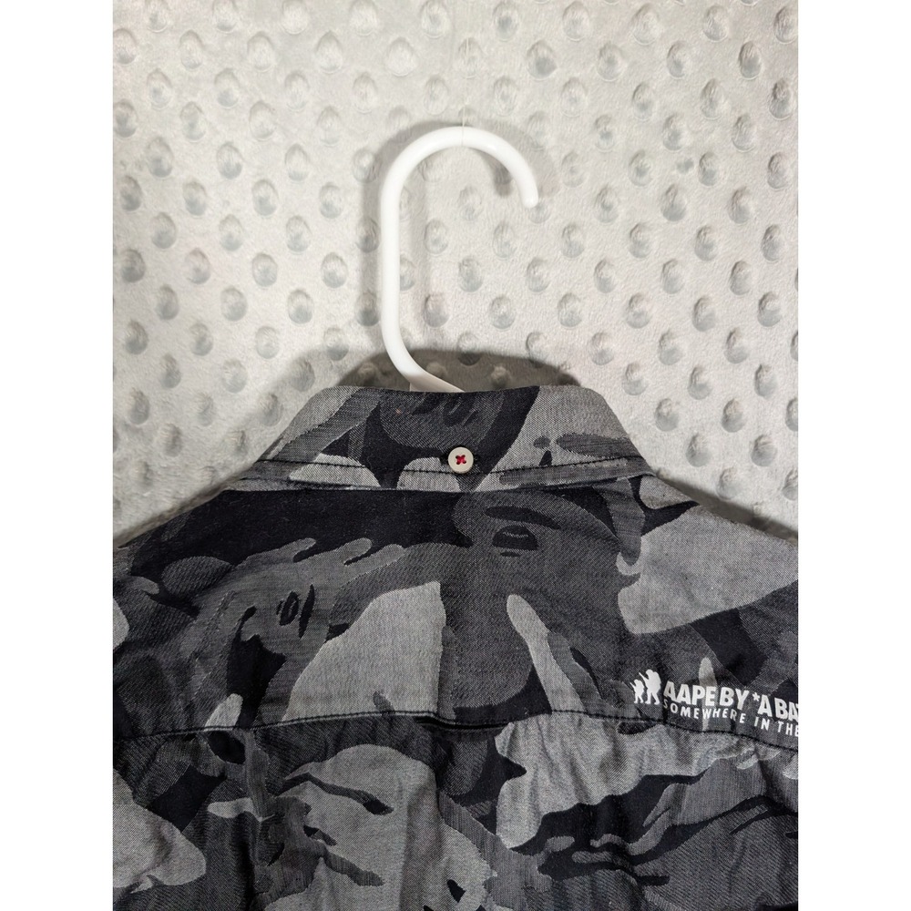 AAPE By a Bathing Ape Long Sleeve Button Down Shirt Men's Medium Camo Slim Fit - Picture 9 of 14